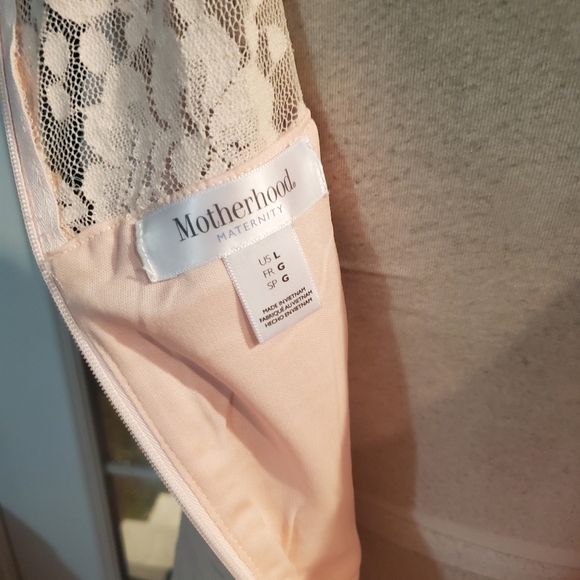 NWOT MOTHERHOOD PINK SLEEVELESS SHIFT DRESS W/LACE TOP/FULLY LINED/SIZE LARGE - Picture 5 of 12